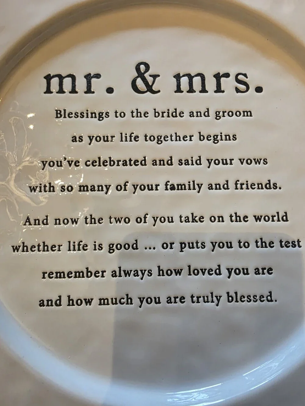 Mud Pie mr. & mrs. Decorative Wedding Blessing Plate - White